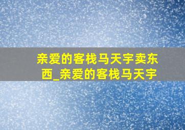 亲爱的客栈马天宇卖东西_亲爱的客栈马天宇