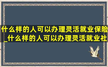 什么样的人可以办理灵活就业保险_什么样的人可以办理灵活就业社保