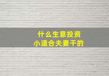 什么生意投资小适合夫妻干的