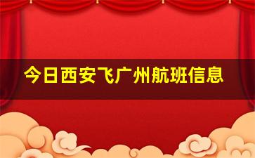 今日西安飞广州航班信息