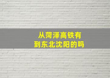 从菏泽高铁有到东北沈阳的吗