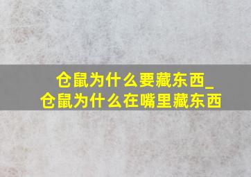 仓鼠为什么要藏东西_仓鼠为什么在嘴里藏东西