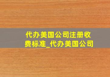 代办美国公司注册收费标准_代办美国公司