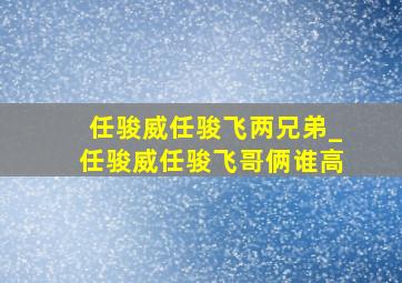 任骏威任骏飞两兄弟_任骏威任骏飞哥俩谁高