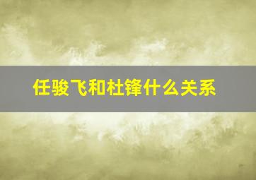 任骏飞和杜锋什么关系