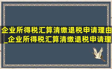 企业所得税汇算清缴退税申请理由_企业所得税汇算清缴退税申请理由怎么写