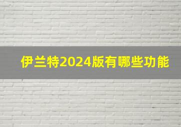 伊兰特2024版有哪些功能