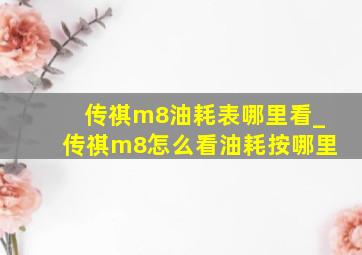 传祺m8油耗表哪里看_传祺m8怎么看油耗按哪里