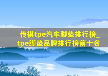 传祺tpe汽车脚垫排行榜_tpe脚垫品牌排行榜前十名