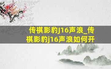 传祺影豹J16声浪_传祺影豹j16声浪如何开