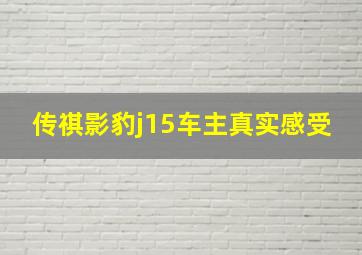 传祺影豹j15车主真实感受