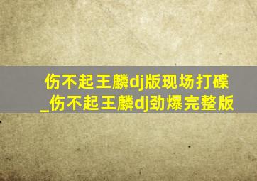 伤不起王麟dj版现场打碟_伤不起王麟dj劲爆完整版