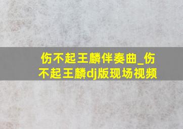 伤不起王麟伴奏曲_伤不起王麟dj版现场视频