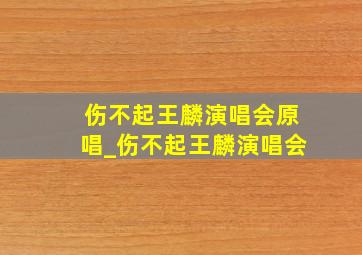 伤不起王麟演唱会原唱_伤不起王麟演唱会