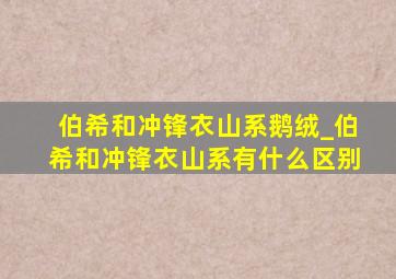 伯希和冲锋衣山系鹅绒_伯希和冲锋衣山系有什么区别