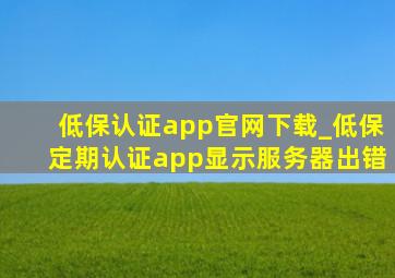 低保认证app官网下载_低保定期认证app显示服务器出错