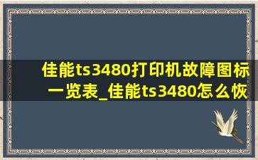 佳能ts3480打印机故障图标一览表_佳能ts3480怎么恢复出厂设置