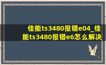 佳能ts3480报错e04_佳能ts3480报错e6怎么解决