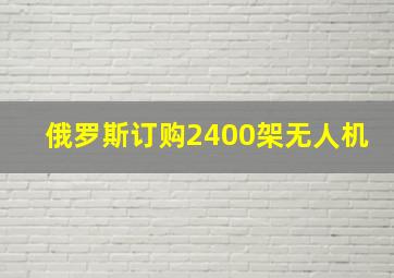 俄罗斯订购2400架无人机