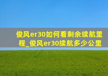 俊风er30如何看剩余续航里程_俊风er30续航多少公里