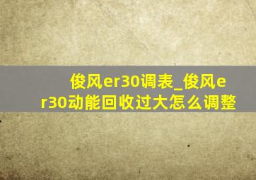 俊风er30调表_俊风er30动能回收过大怎么调整