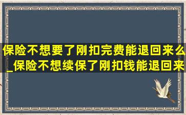 保险不想要了刚扣完费能退回来么_保险不想续保了刚扣钱能退回来吗