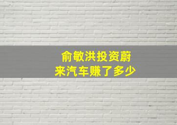 俞敏洪投资蔚来汽车赚了多少