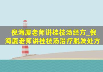 倪海厦老师讲桂枝汤经方_倪海厦老师讲桂枝汤治疗脱发处方