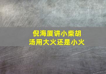 倪海厦讲小柴胡汤用大火还是小火