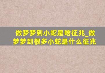 做梦梦到小蛇是啥征兆_做梦梦到很多小蛇是什么征兆