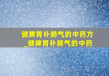 健脾胃补肺气的中药方_健脾胃补肺气的中药