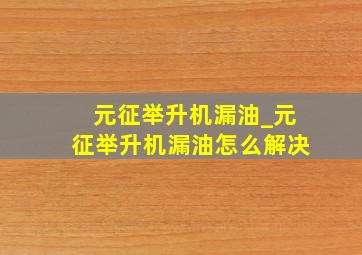 元征举升机漏油_元征举升机漏油怎么解决