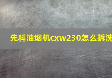 先科油烟机cxw230怎么拆洗