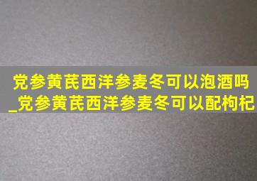 党参黄芪西洋参麦冬可以泡酒吗_党参黄芪西洋参麦冬可以配枸杞