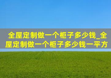 全屋定制做一个柜子多少钱_全屋定制做一个柜子多少钱一平方