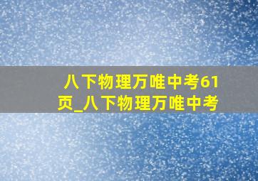 八下物理万唯中考61页_八下物理万唯中考