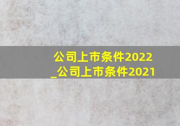 公司上市条件2022_公司上市条件2021