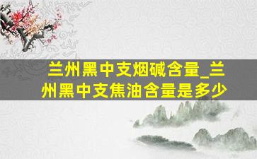 兰州黑中支烟碱含量_兰州黑中支焦油含量是多少