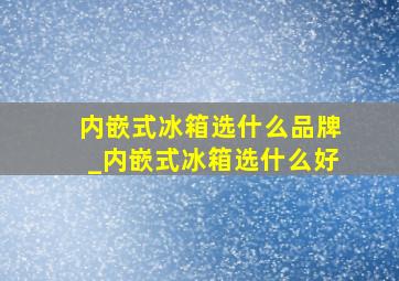 内嵌式冰箱选什么品牌_内嵌式冰箱选什么好