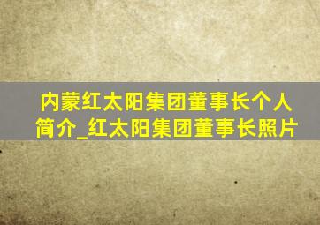 内蒙红太阳集团董事长个人简介_红太阳集团董事长照片