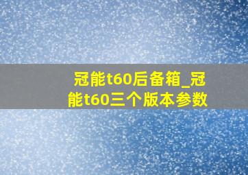 冠能t60后备箱_冠能t60三个版本参数