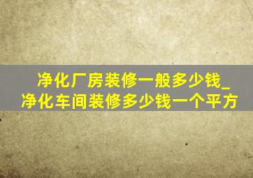 净化厂房装修一般多少钱_净化车间装修多少钱一个平方