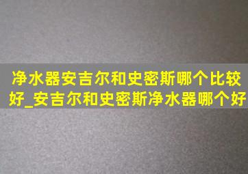 净水器安吉尔和史密斯哪个比较好_安吉尔和史密斯净水器哪个好