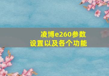 凌博e260参数设置以及各个功能