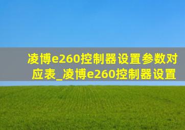 凌博e260控制器设置参数对应表_凌博e260控制器设置