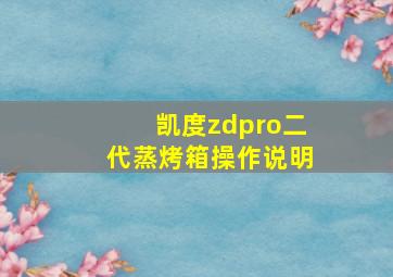 凯度zdpro二代蒸烤箱操作说明