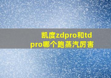 凯度zdpro和tdpro哪个跑蒸汽厉害