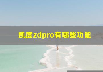 凯度zdpro有哪些功能