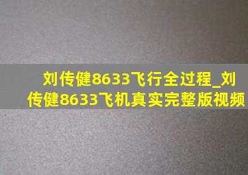 刘传健8633飞行全过程_刘传健8633飞机真实完整版视频