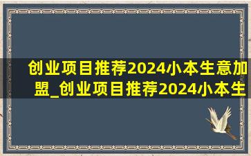 创业项目推荐2024小本生意加盟_创业项目推荐2024小本生意